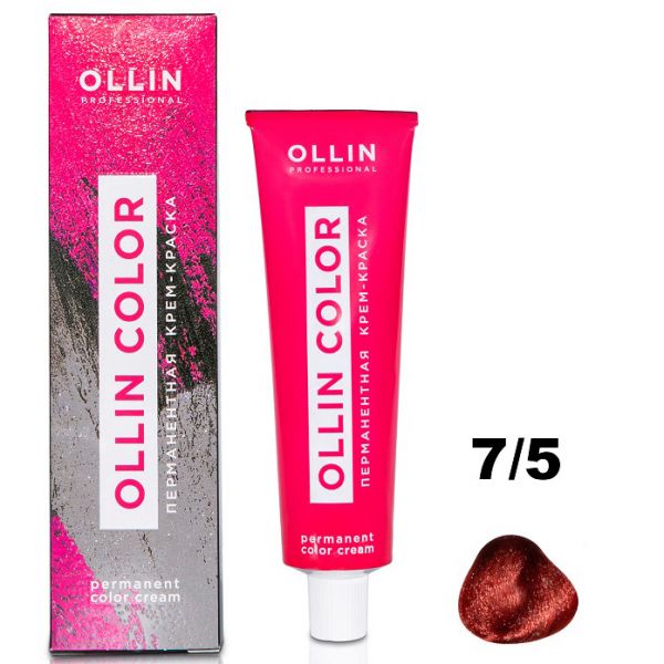 Permanent cream hair dye COLOR 7/5 OLLIN 100 ml