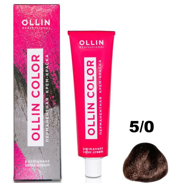 Permanent cream hair dye COLOR 5/0 OLLIN 100 ml